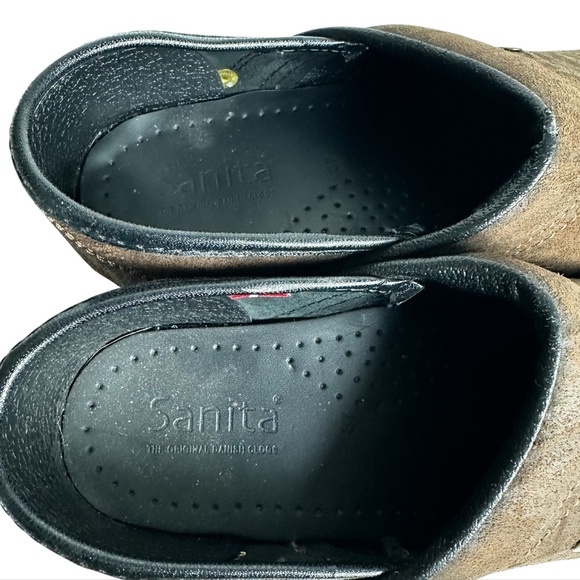 Sanita Brown Suede Stud Clogs - Picture 9 of 12